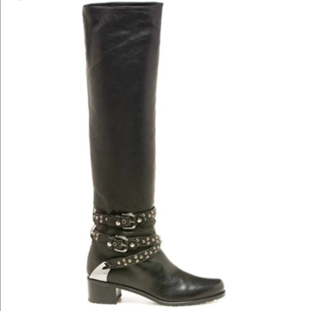 LN Stuart Weitzman Yeeha OTK biker boot SZ 9.5